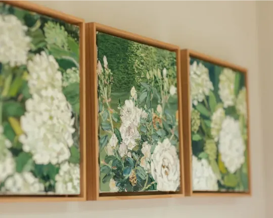 Flower painting hanging on the wall